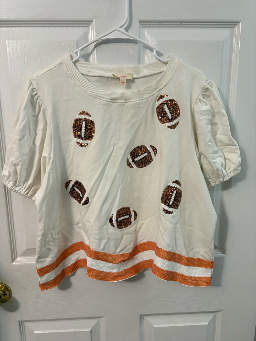 Peach Love sequined football shirt